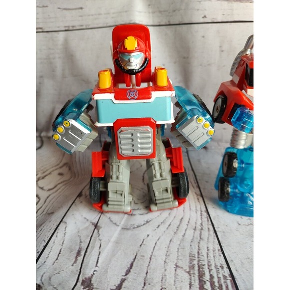 Playskool Heroes Transformers Rescue Bots Optimus Prime Fire Truck Helicopter - Picture 6 of 9